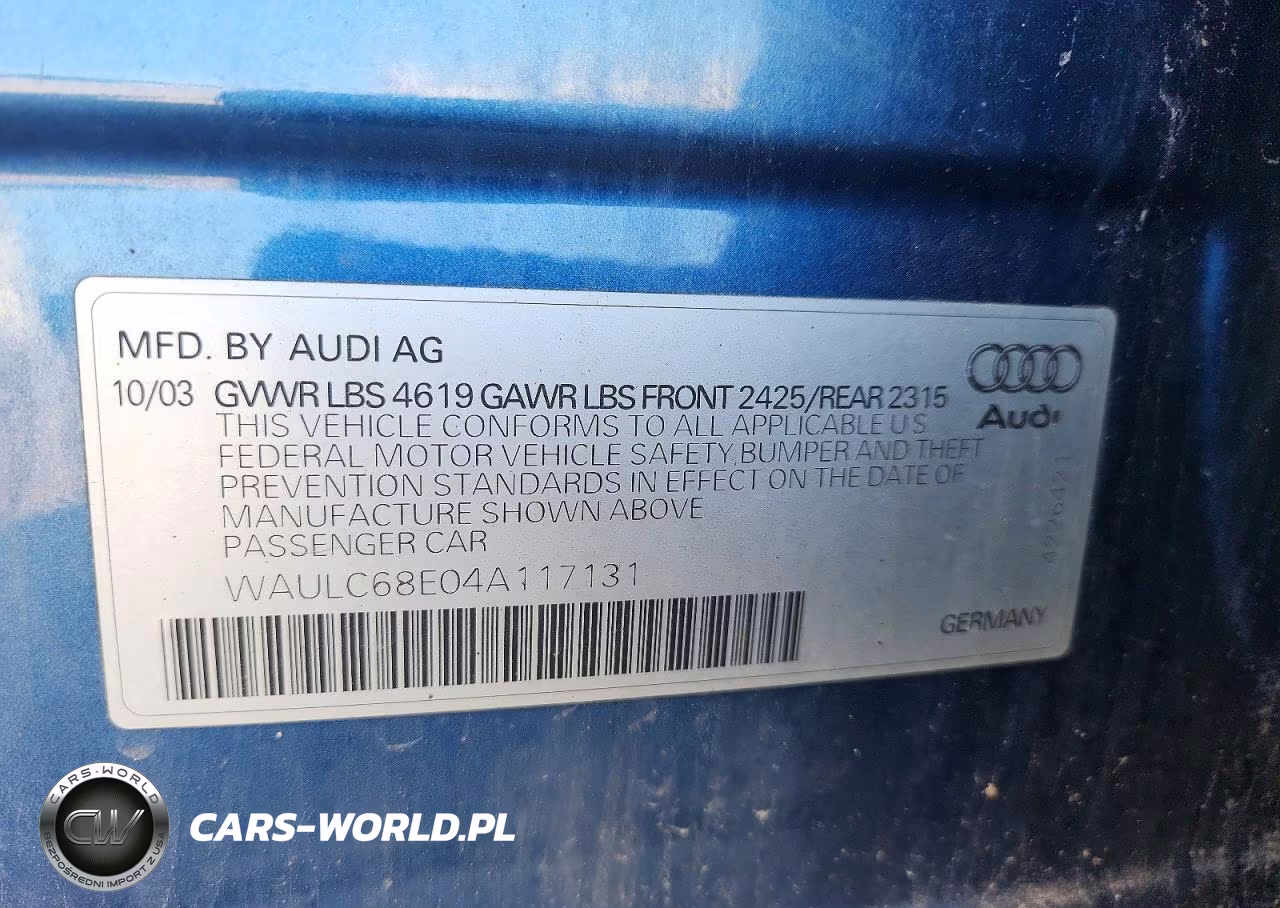 2004 Audi A4 1.8T Quattro VIN:WAULC68E04A117131 - 13