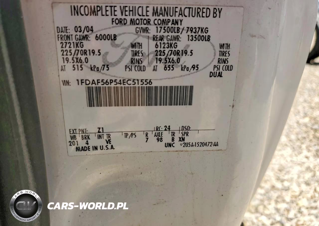 2004 Ford F550 Super Duty VIN:1FDAF56P54EC51556 - 12