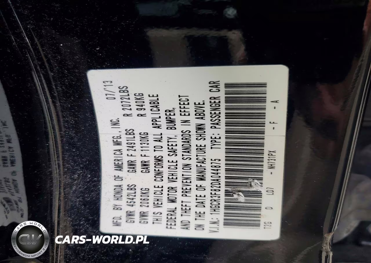 2013 Honda Accord Exl VIN:1HGCR3F82DA044875 - 12