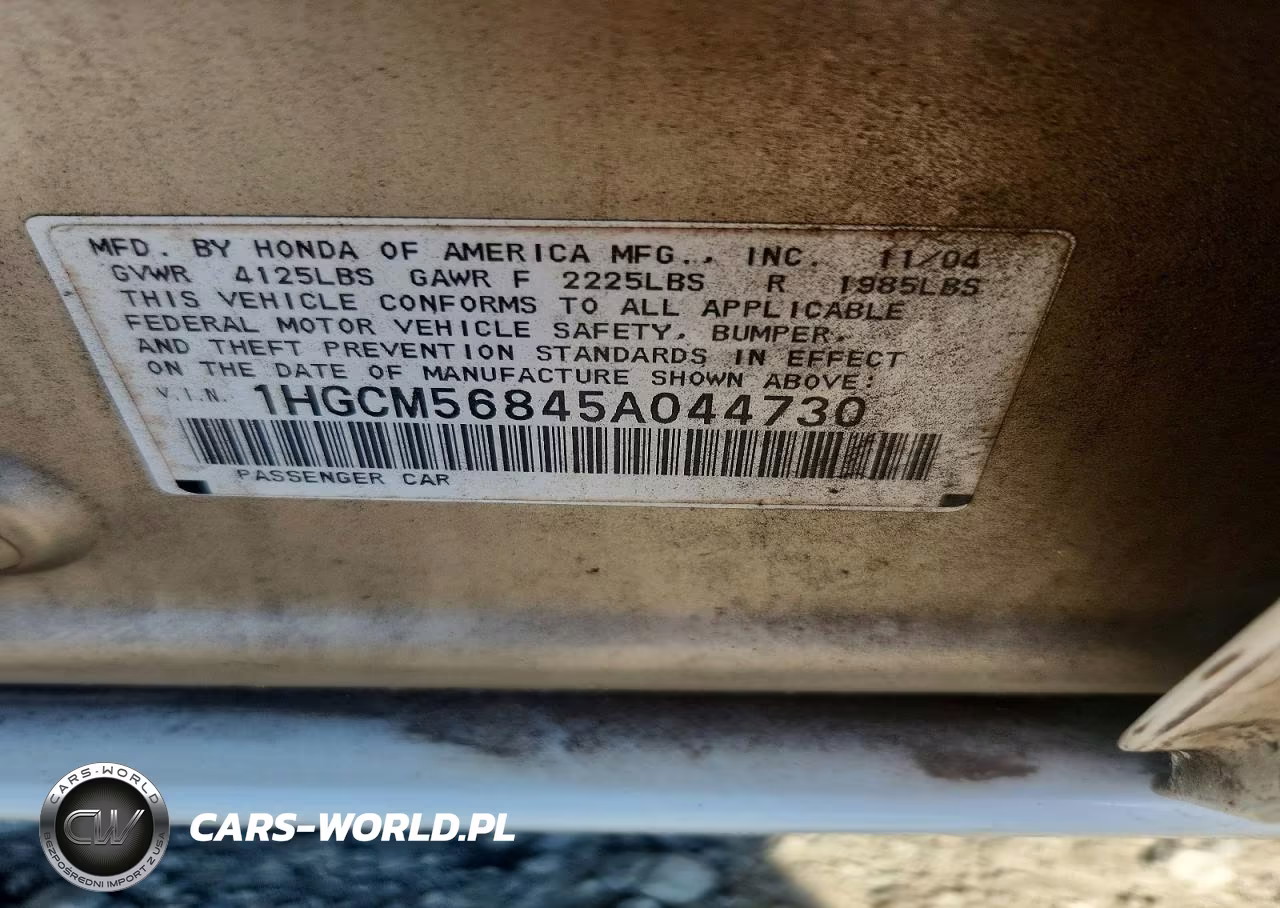 2005 Honda Accord Ex VIN:1HGCM56845A044730 - 13