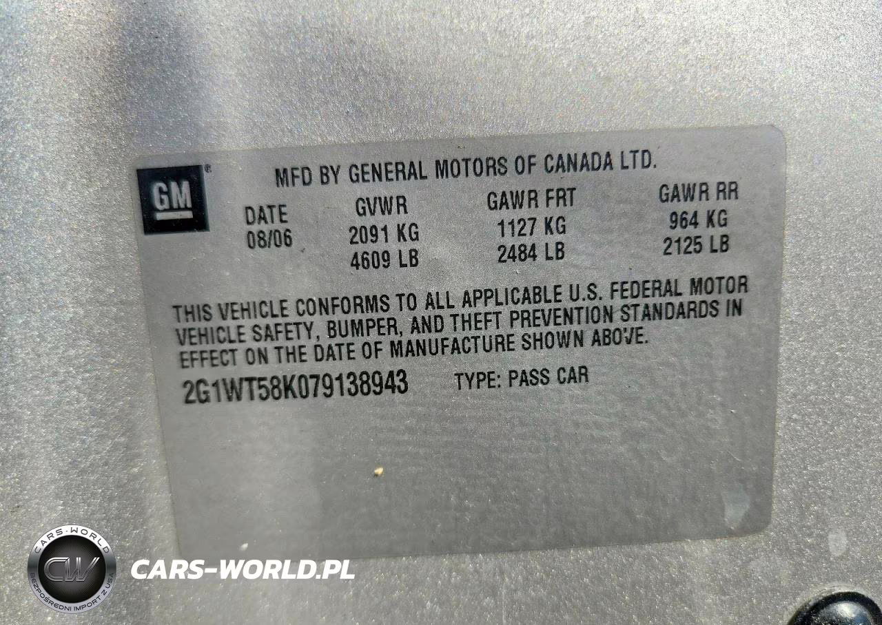 2007 Chevrolet Impala Lt VIN:2G1WT58K079138943 - 12