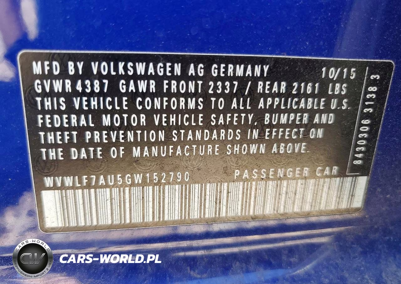 2016 Volkswagen Golf R VIN:WVWLF7AU5GW152790 - 13