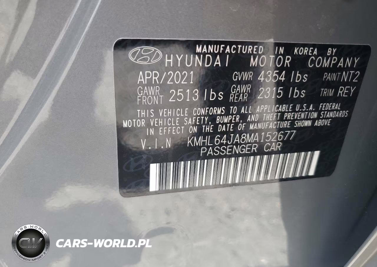 2021 Hyundai Sonata Sel VIN:KMHL64JA8MA152677 - 12