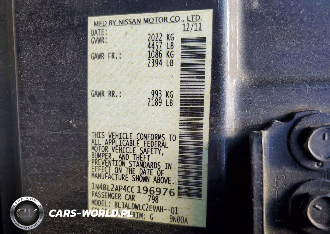 2012 Nissan Altima Sr VIN:1N4BL2AP4CC196976 - 13