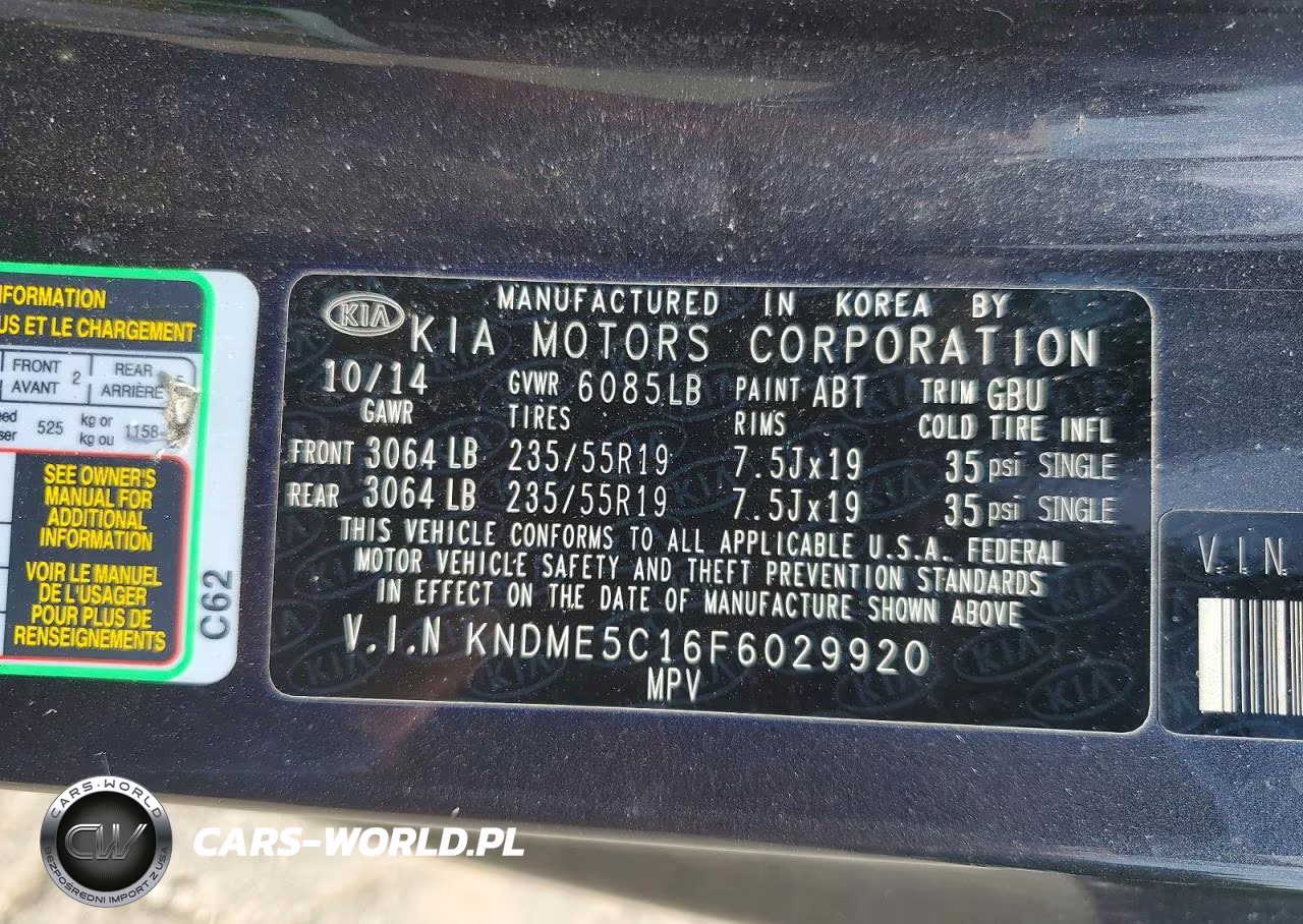 2015 Kia Sedona Sxl VIN:KNDME5C16F6029920 - 13