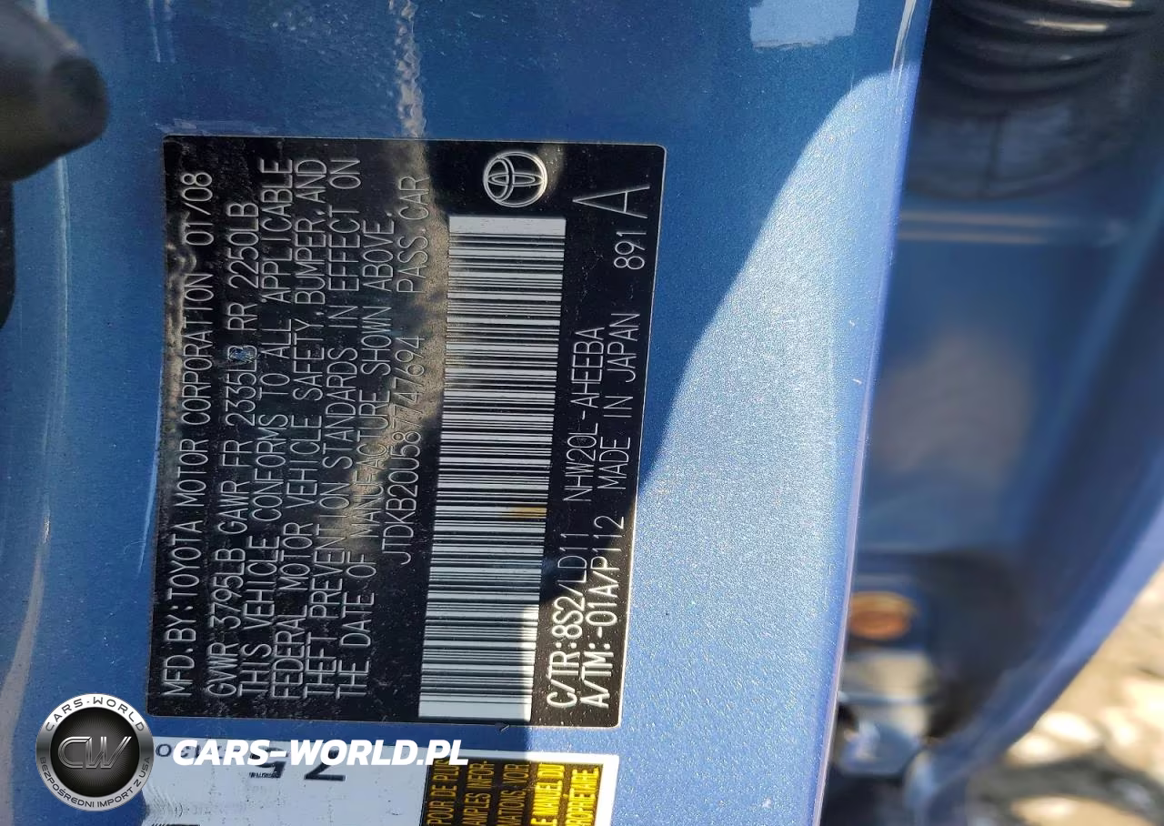 2008 Toyota Prius Base VIN:JTDKB20U587747694 - 13