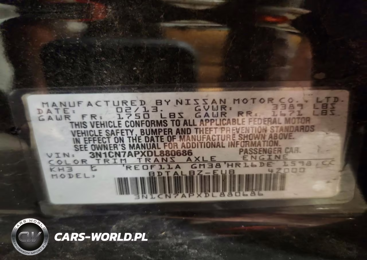 2013 Nissan Versa 1.6 S VIN:3N1CN7APXDL880686 - 13