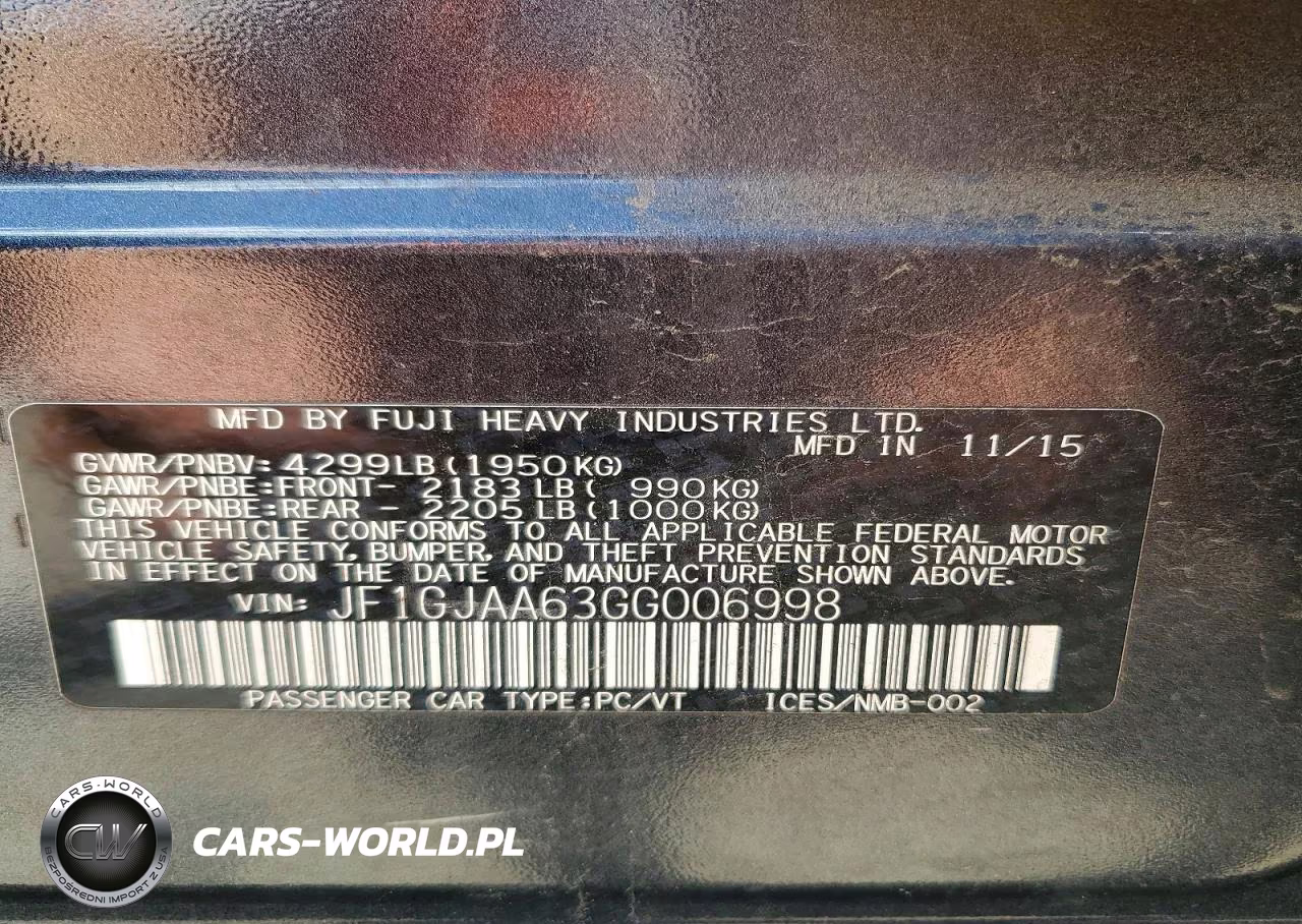 2016 Subaru Impreza VIN:JF1GJAA63GG006998 - 13