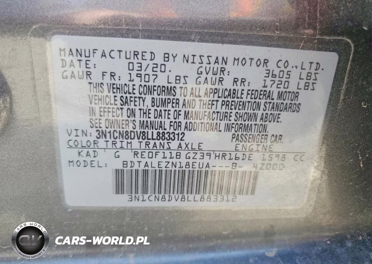 2020 Nissan Versa S VIN:3N1CN8DV8LL883312 - 12