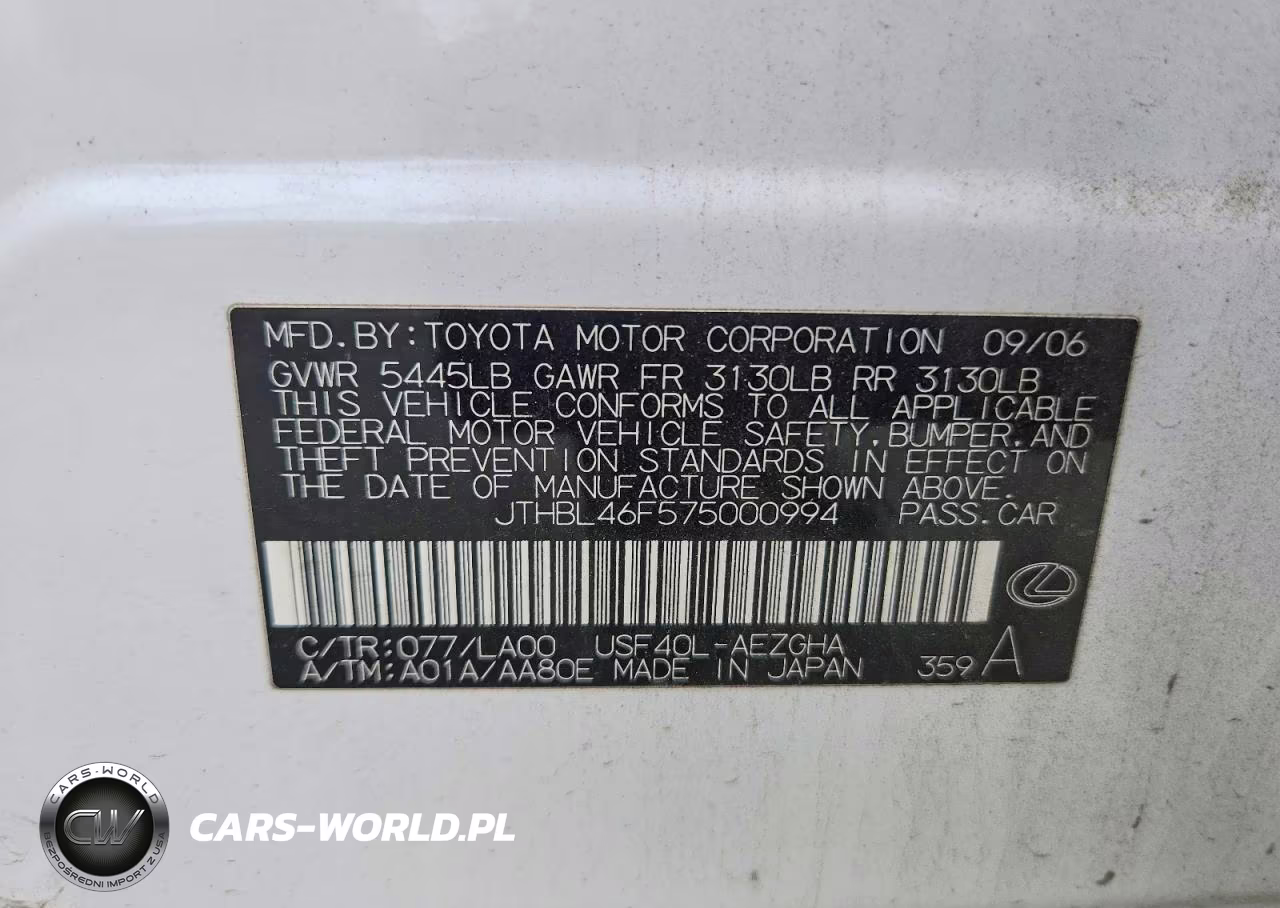 2007 Lexus Ls 460 VIN:JTHBL46F575000994 - 12