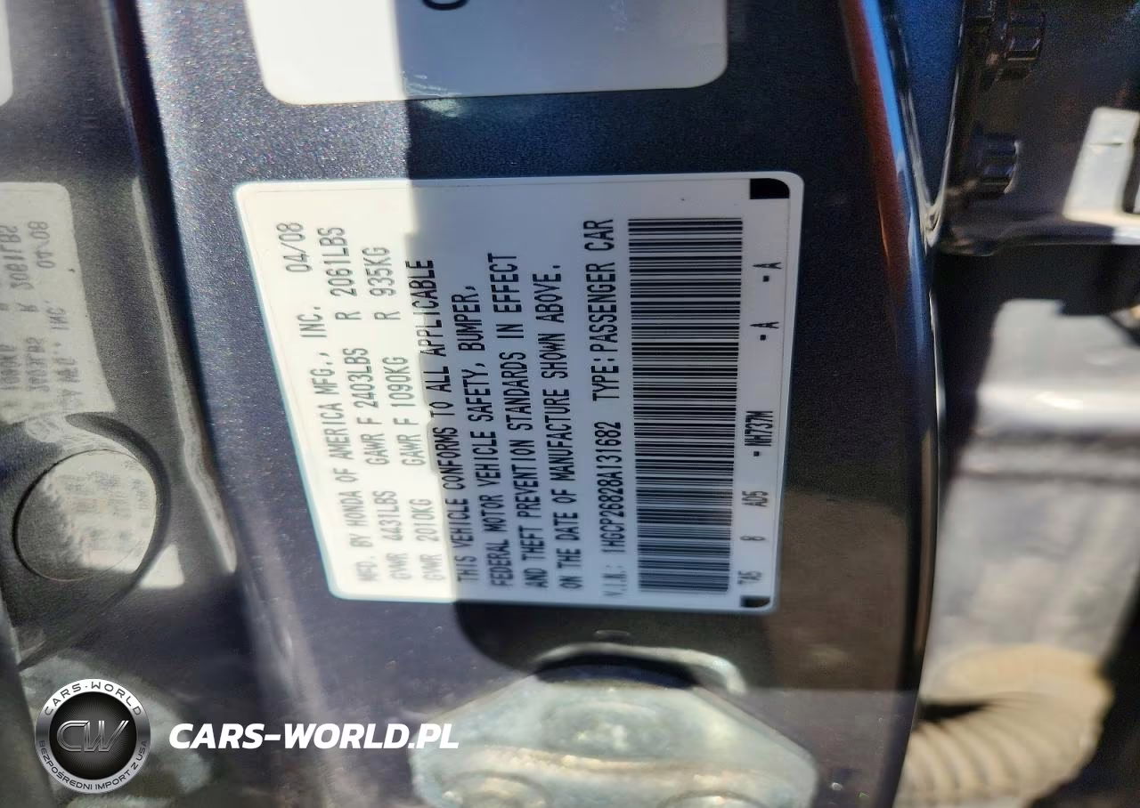 2008 Honda Accord Exl VIN:1HGCP26828A131682 - 12