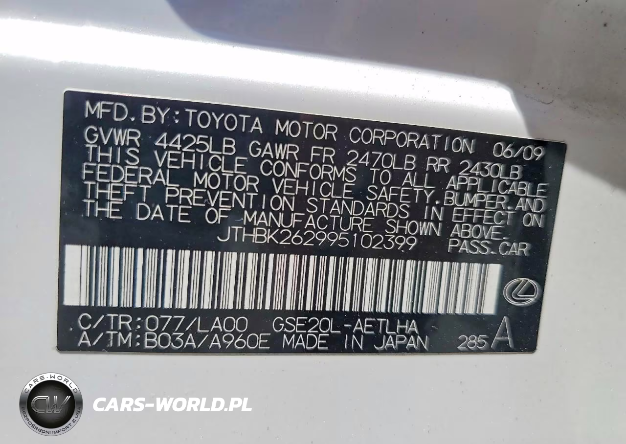 2009 Lexus Is 250 VIN:JTHBK262995102399 - 12