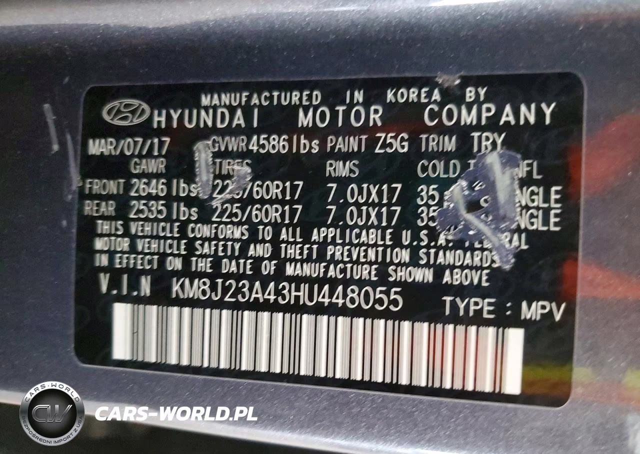 2017 Hyundai Tucson Se VIN:KM8J23A43HU448055 - 12