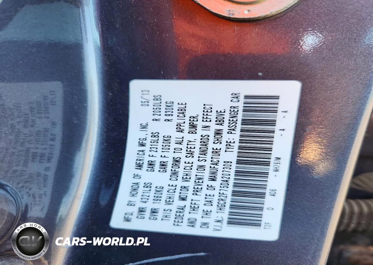 2013 Honda Accord Ex VIN:1HGCR2F75DA207309 - 12