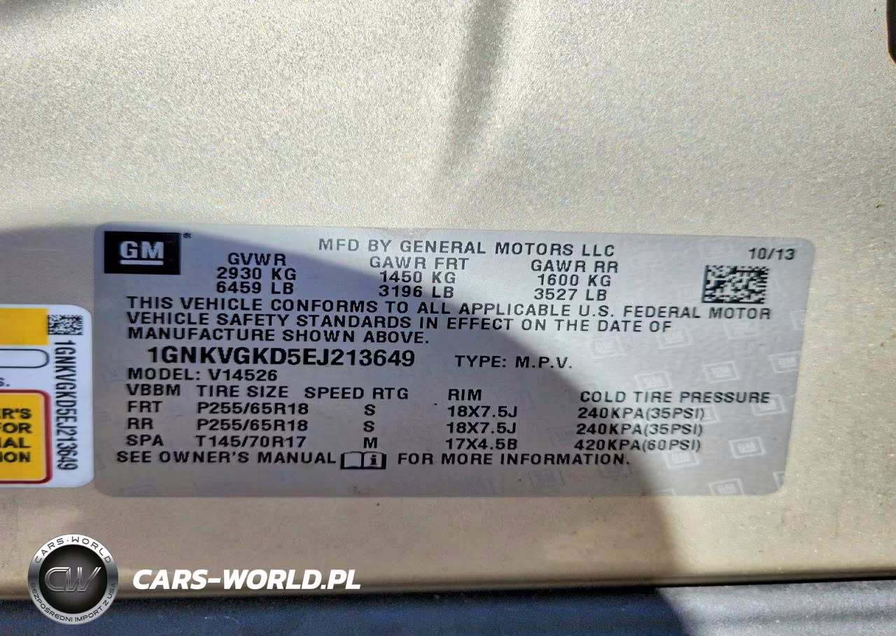 2014 Chevrolet Traverse Lt VIN:1GNKVGKD5EJ213649 - 12