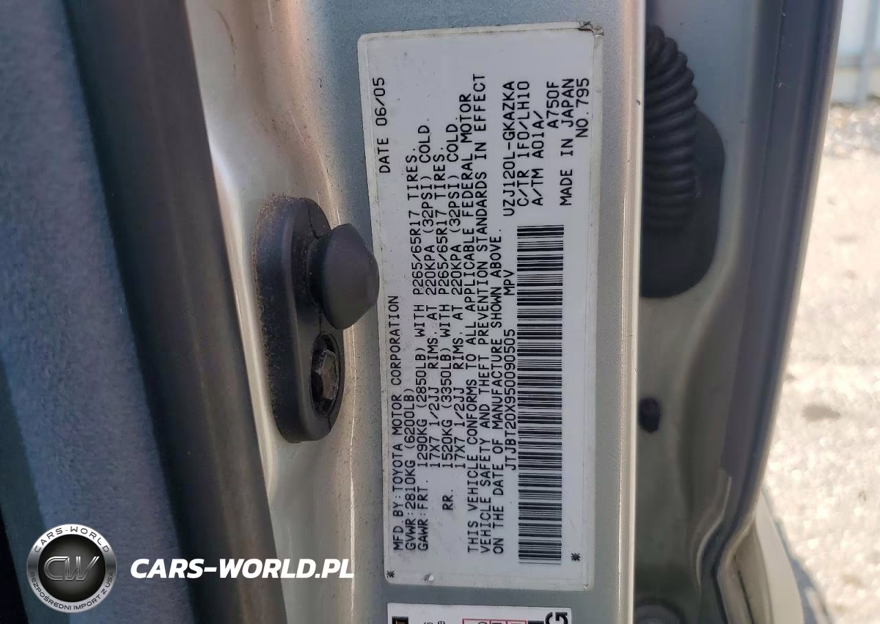 2005 Lexus Gx 470 VIN:JTJBT20X950090505 - 13