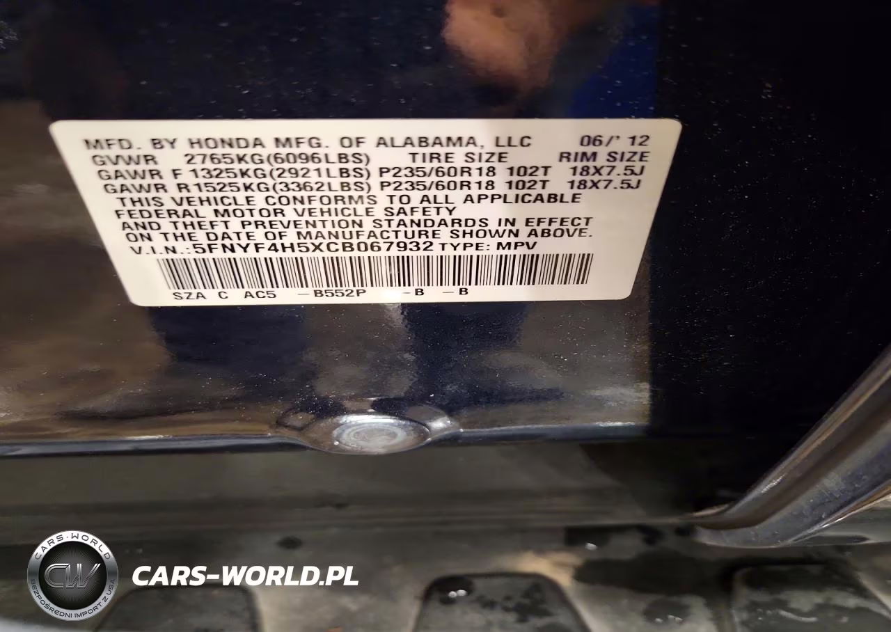 2012 Honda Pilot Exl VIN:5FNYF4H5XCB067932 - 13