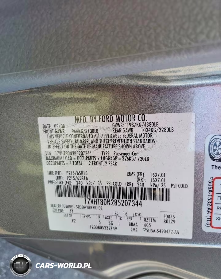 2008 Ford Mustang VIN:1ZVHT80N285207344 - 13
