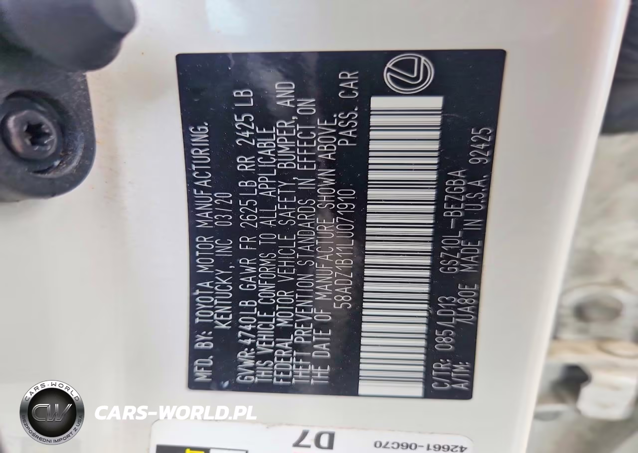 2020 Lexus Es 350 VIN:58ADZ1B11LU071910 - 13