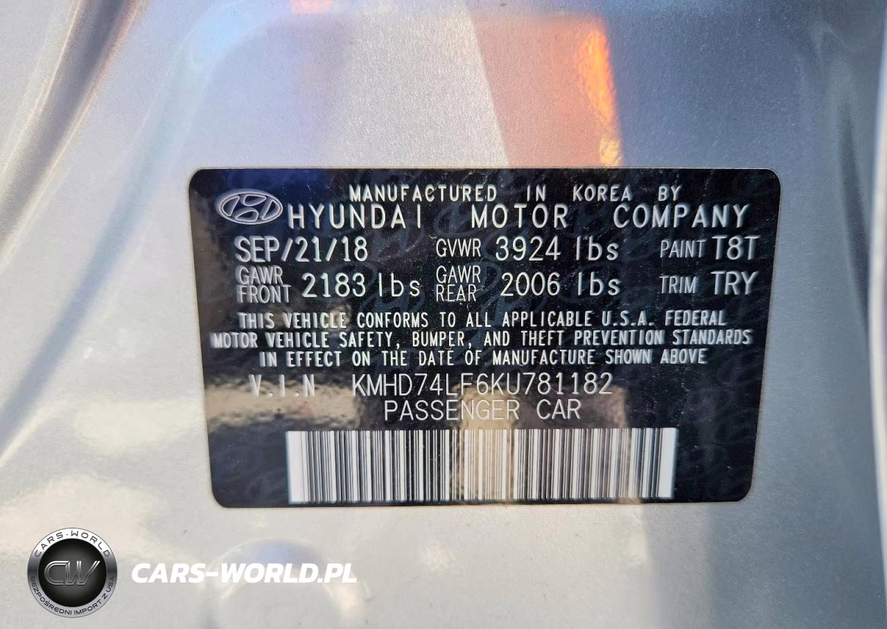 2019 Hyundai Elantra Se VIN:KMHD74LF6KU781182 - 12