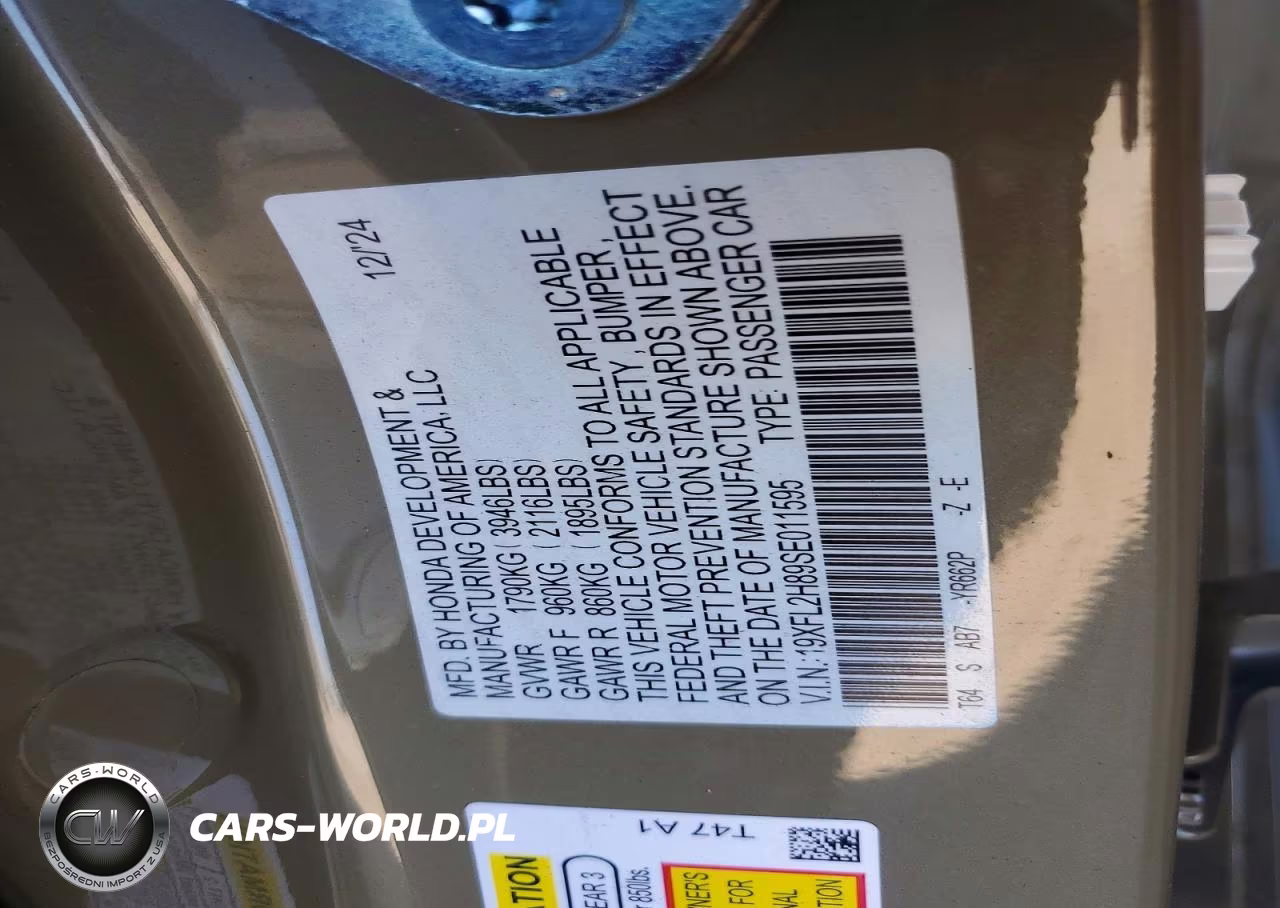 2025 Honda Civic Sport VIN:19XFL2H89SE011595 - 12
