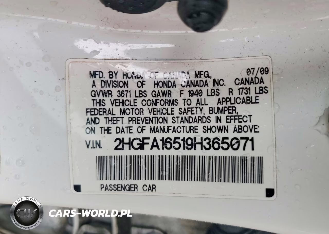 2009 Honda Civic Lx VIN:2HGFA16519H365071 - 12
