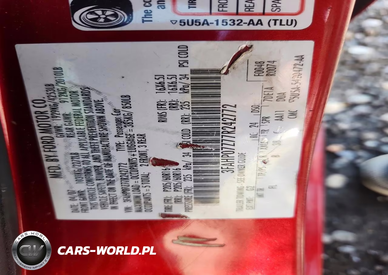 2007 Ford Fusion Se VIN:3FAHP07Z77R242772 - 12