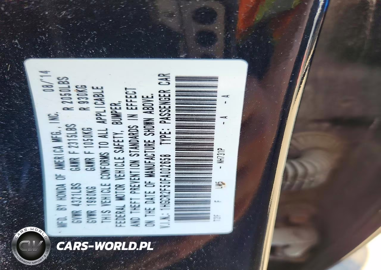 2015 Honda Accord Sport VIN:1HGCR2F50FA002658 - 12