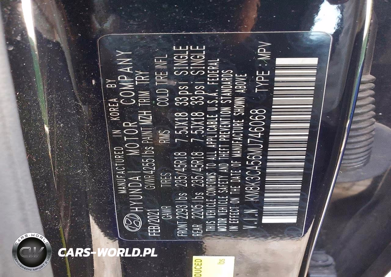 2021 Hyundai Kona Limited VIN:KM8K3CA56MU746068 - 12