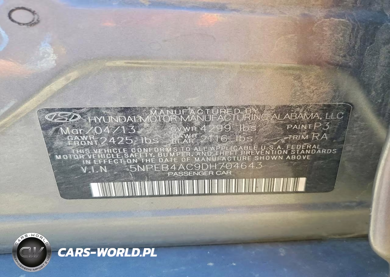 2013 Hyundai Sonata Gls VIN:5NPEB4AC9DH704643 - 12