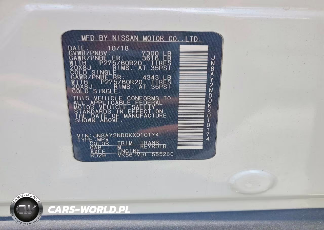2019 Nissan Armada VIN:JN8AY2ND0KX010174 - 13