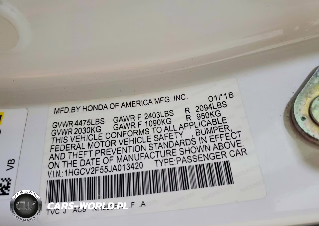 2018 Honda Accord Exl VIN:1HGCV2F55JA013420 - 13
