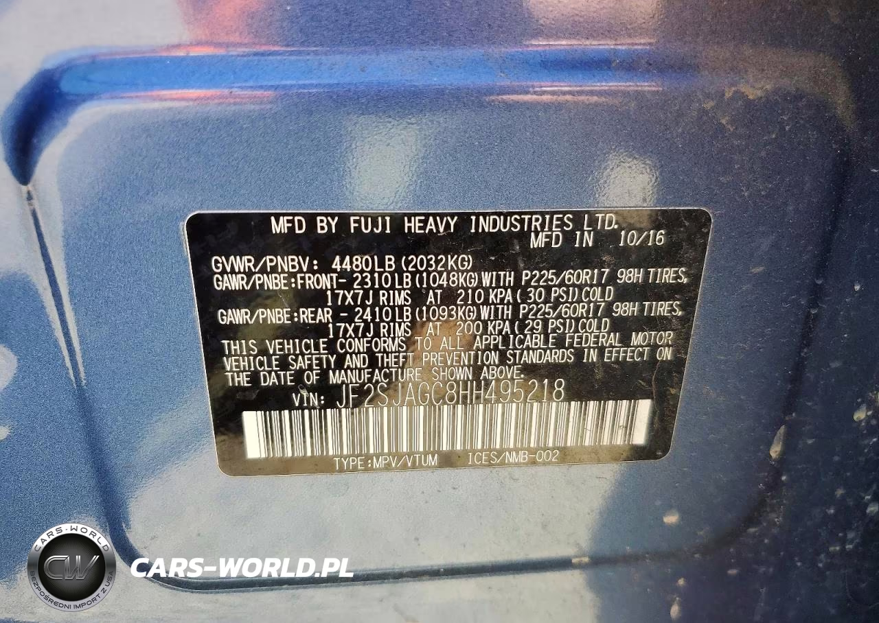 2017 Subaru Forester 2.5I Premium VIN:JF2SJAGC8HH495218 - 13