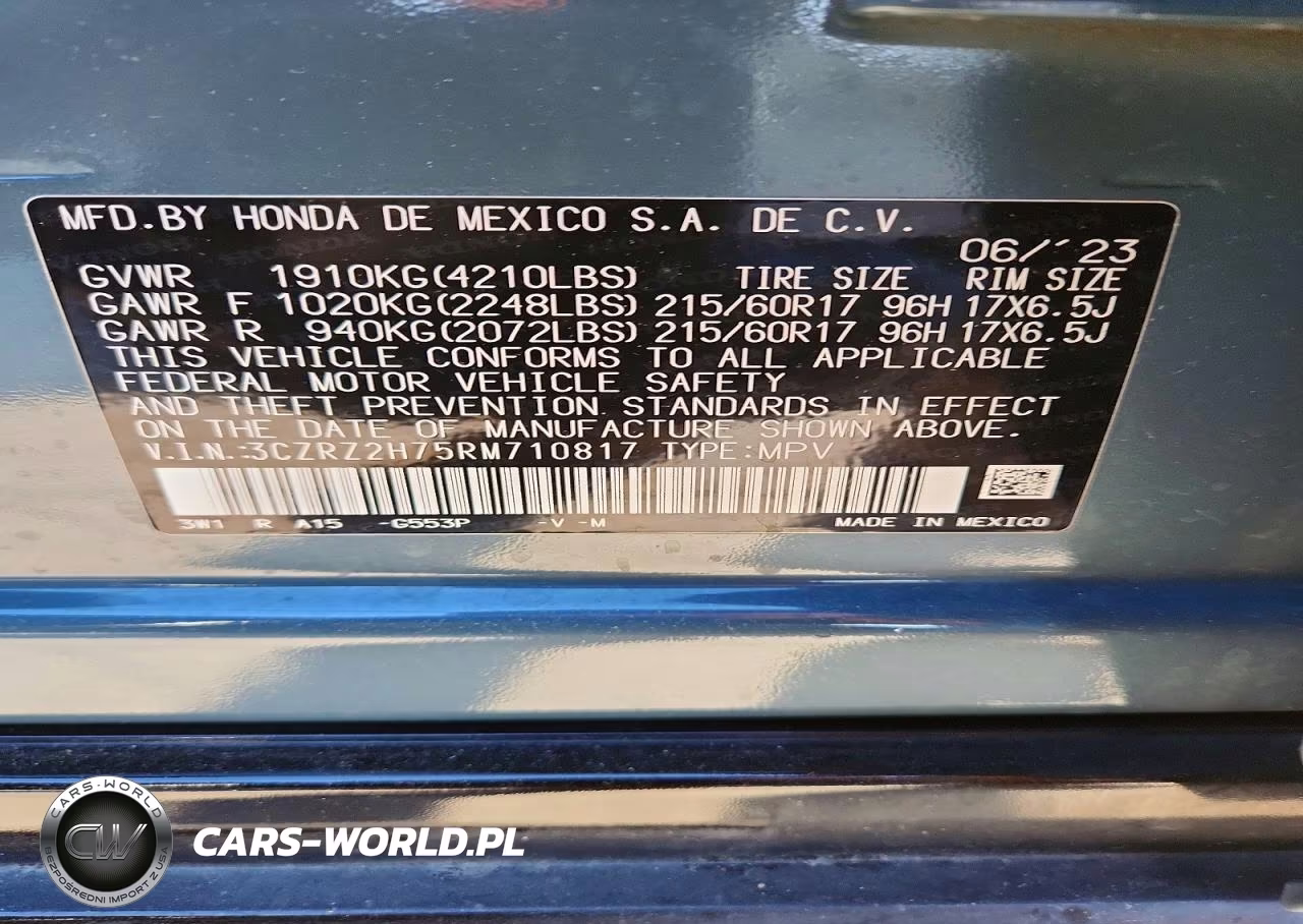 2024 Honda Hr-V Exl VIN:3CZRZ2H75RM710817 - 13