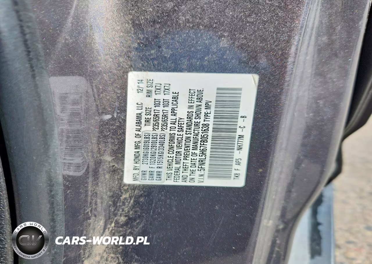 2015 Honda Odyssey Exl VIN:5FNRL5H67FB051638 - 13