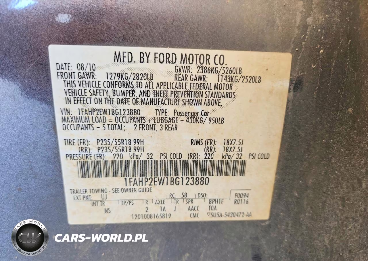 2011 Ford Taurus Sel VIN:1FAHP2EW1BG123880 - 13
