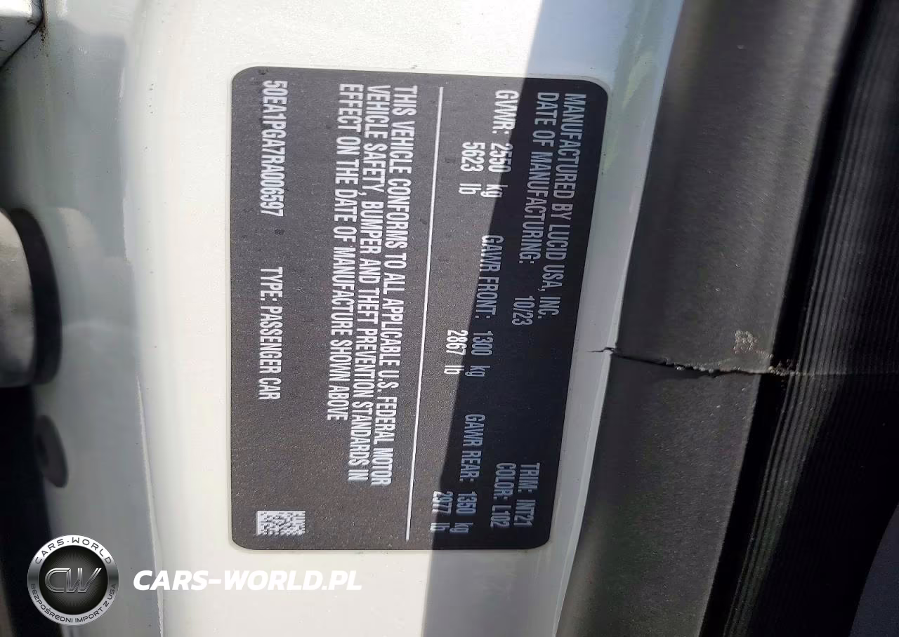 2024 Lucid Motors Air Pure VIN:50EA1PGA7RA006597 - 13