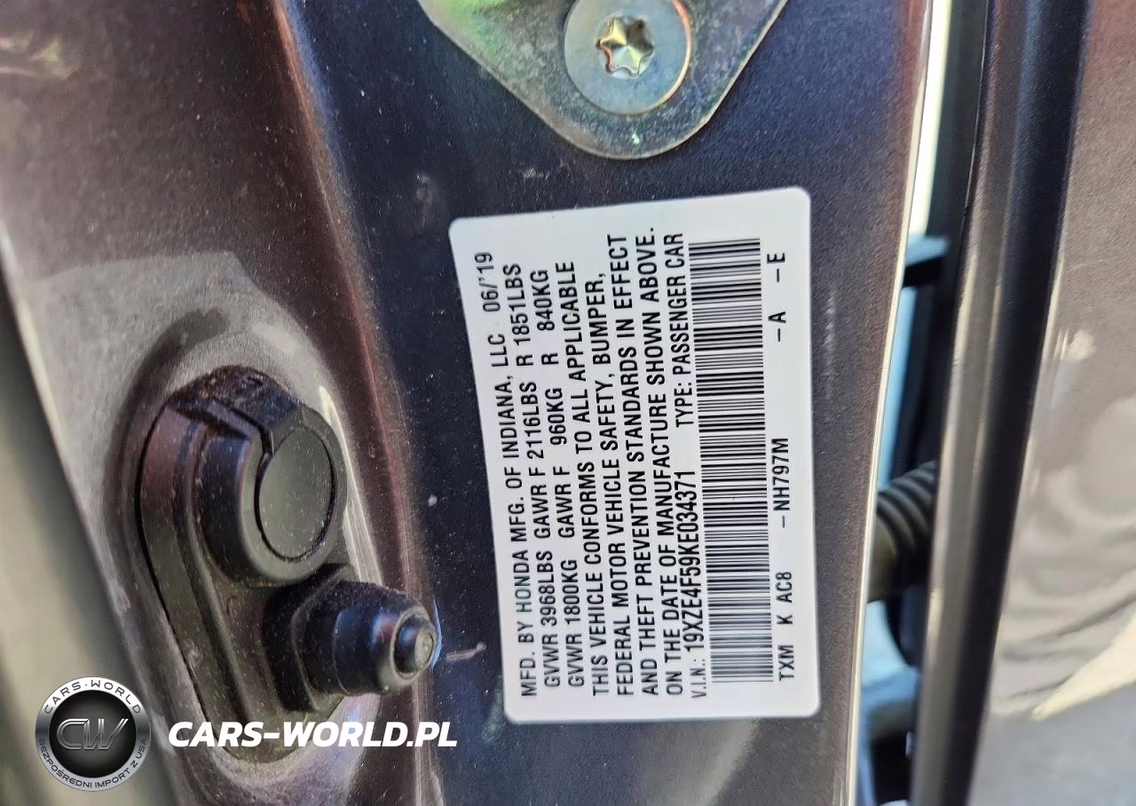 2019 Honda Insight Ex VIN:19XZE4F59KE034371 - 12