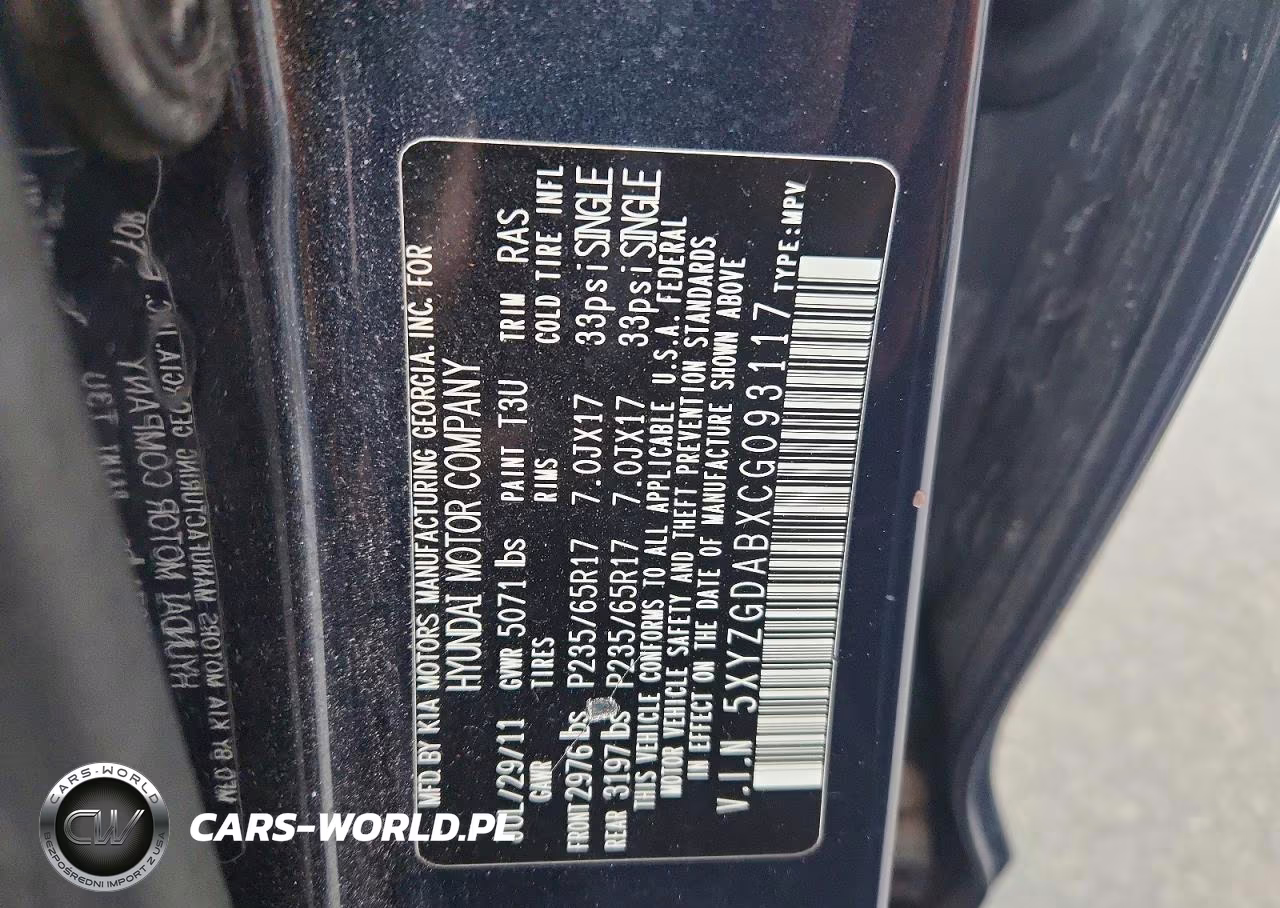 2012 Hyundai Santa Fe Gls VIN:5XYZGDABXCG093117 - 12