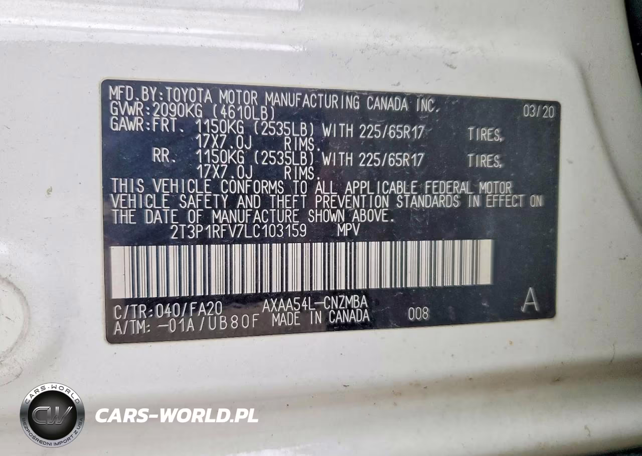 2020 Toyota Rav4 VIN:2T3P1RFV7LC103159 - 13
