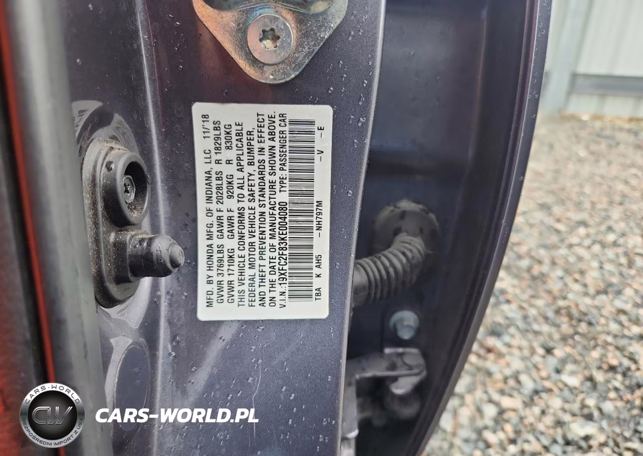 2019 Honda Civic Sport VIN:19XFC2F83KE004080 - 12