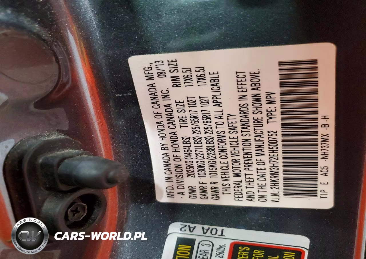 2014 Honda Cr-V Exl VIN:2HKRM3H72EH500752 - 13