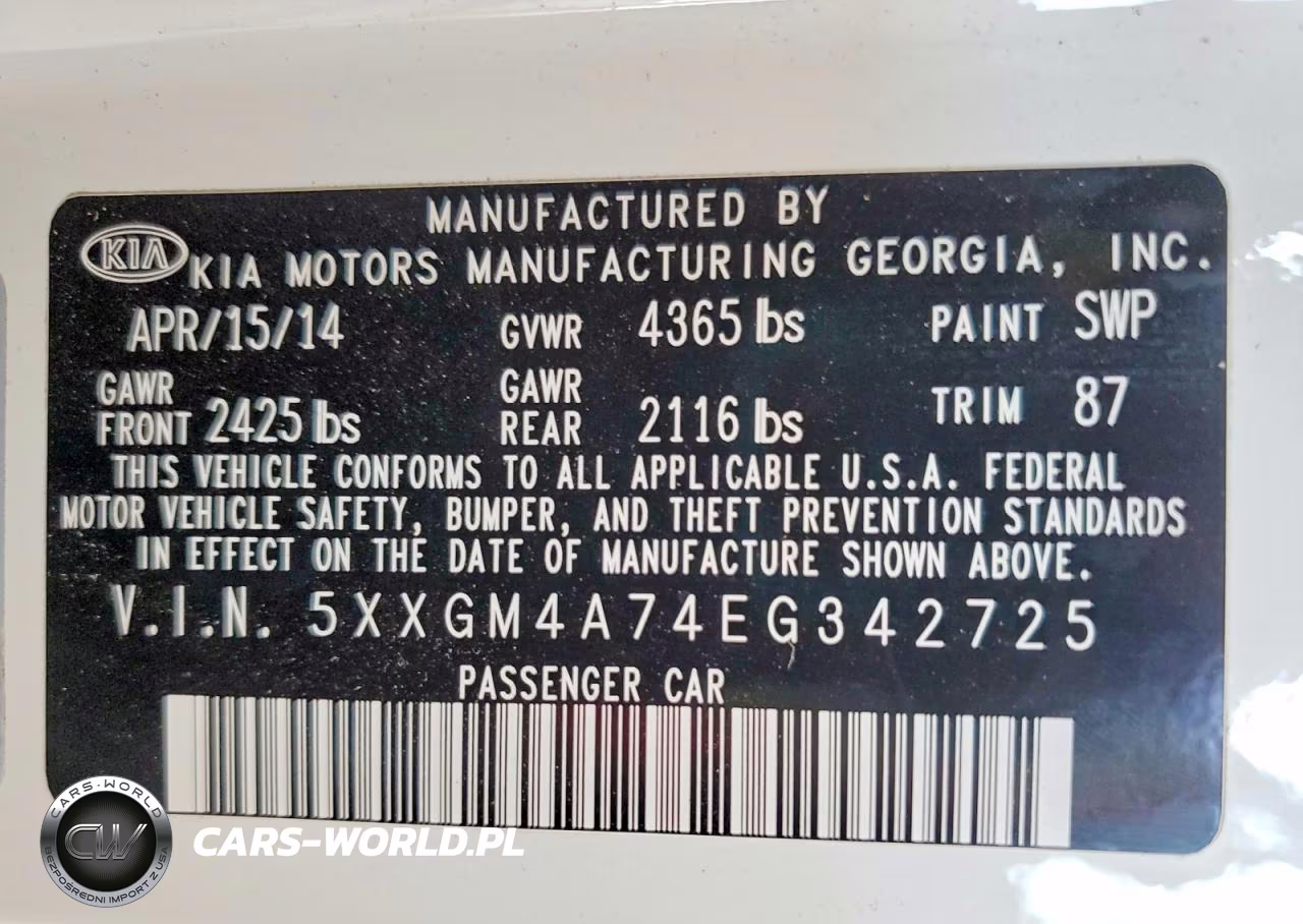 2014 Kia Optima Lx VIN:5XXGM4A74EG342725 - 12