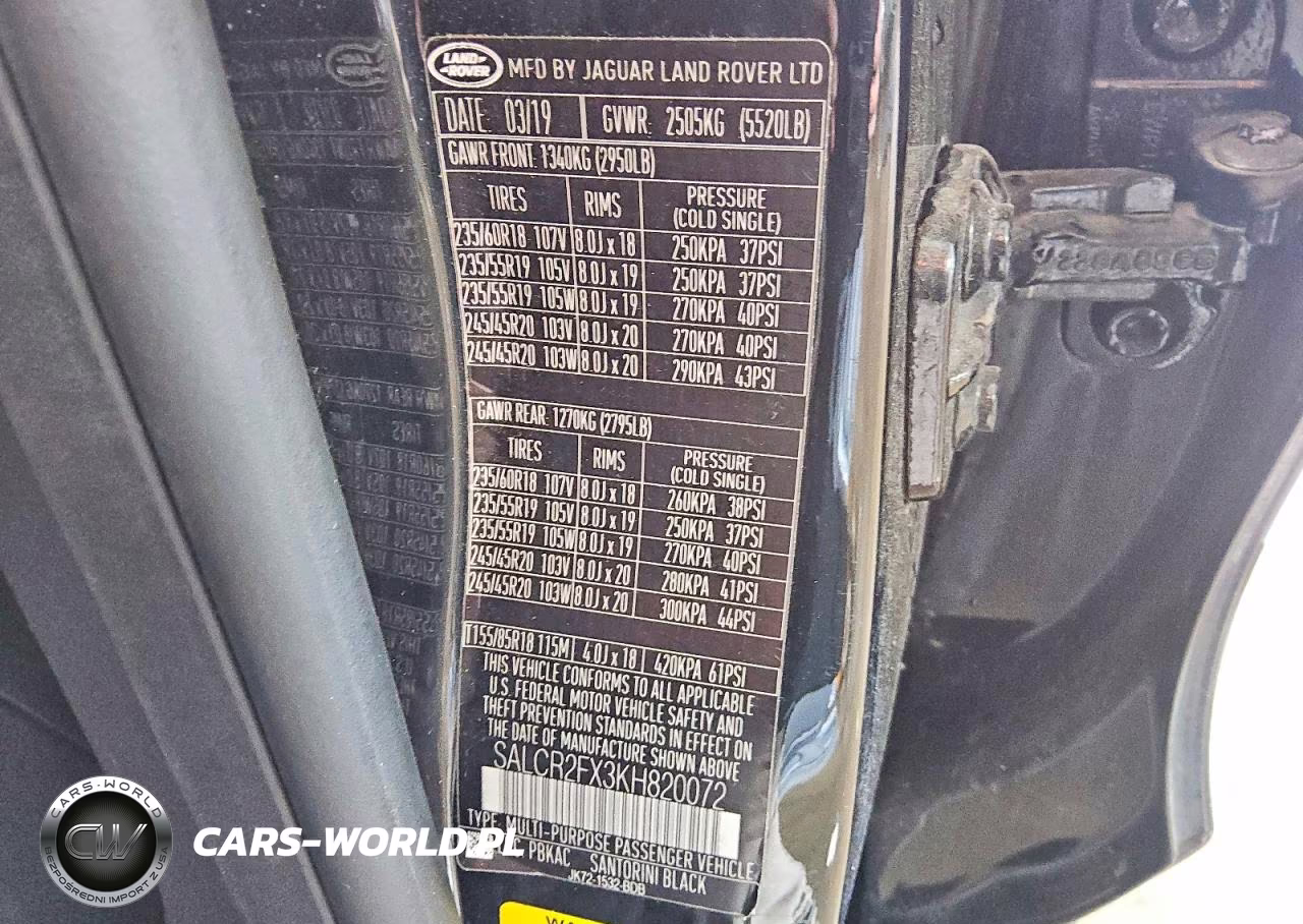 2019 Land Rover Discovery Sport VIN:SALCR2FX3KH820072 - 13