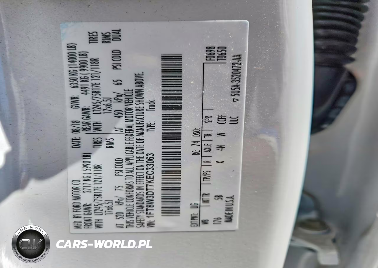 2019 Ford F350 Super Duty VIN:1FT8W3DT7KEC33063 - 12