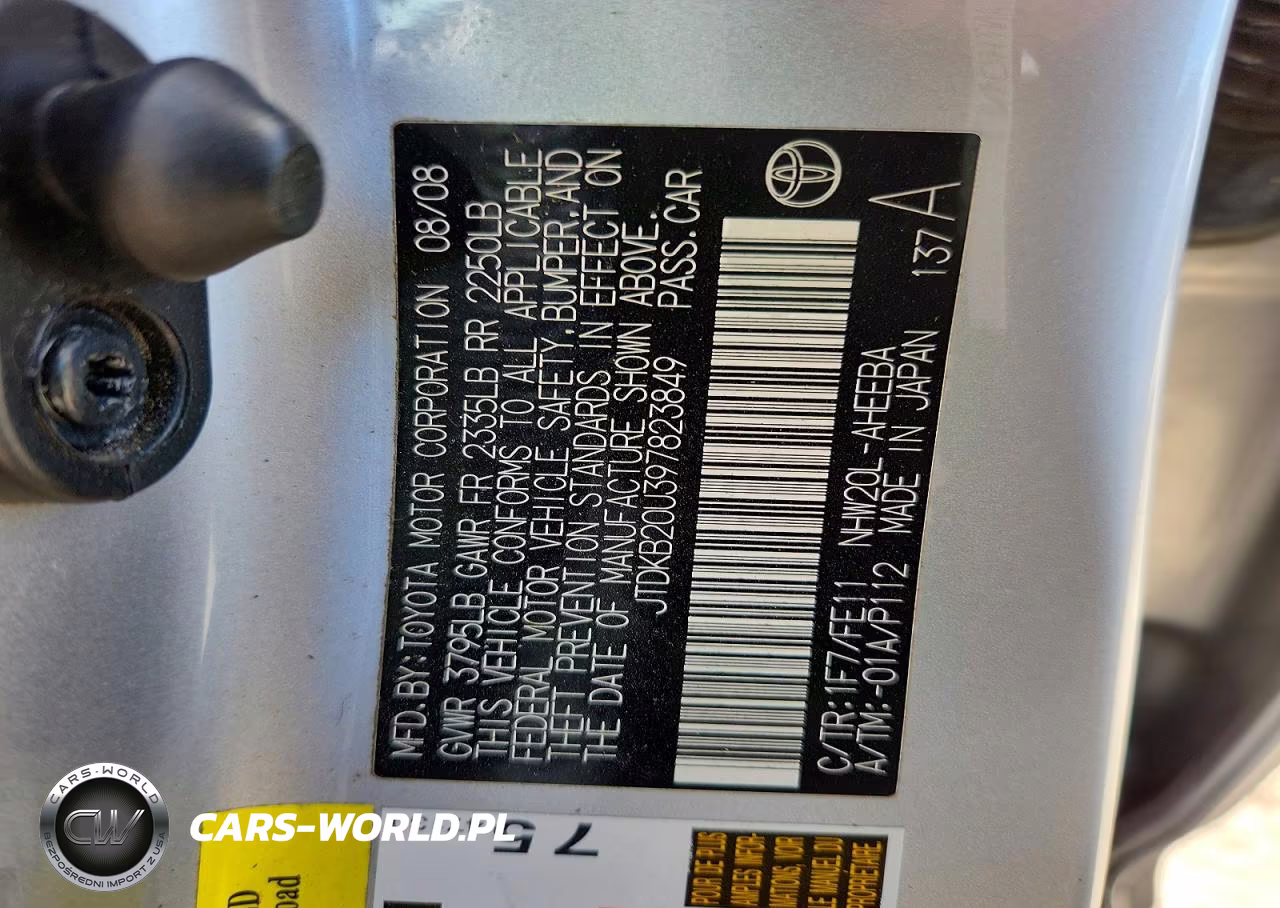 2009 Toyota Prius Base VIN:JTDKB20U397823849 - 12