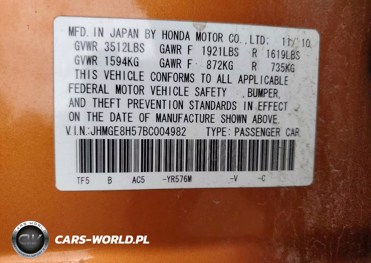 2011 Honda Fit Sport VIN:JHMGE8H57BC004982 - 12