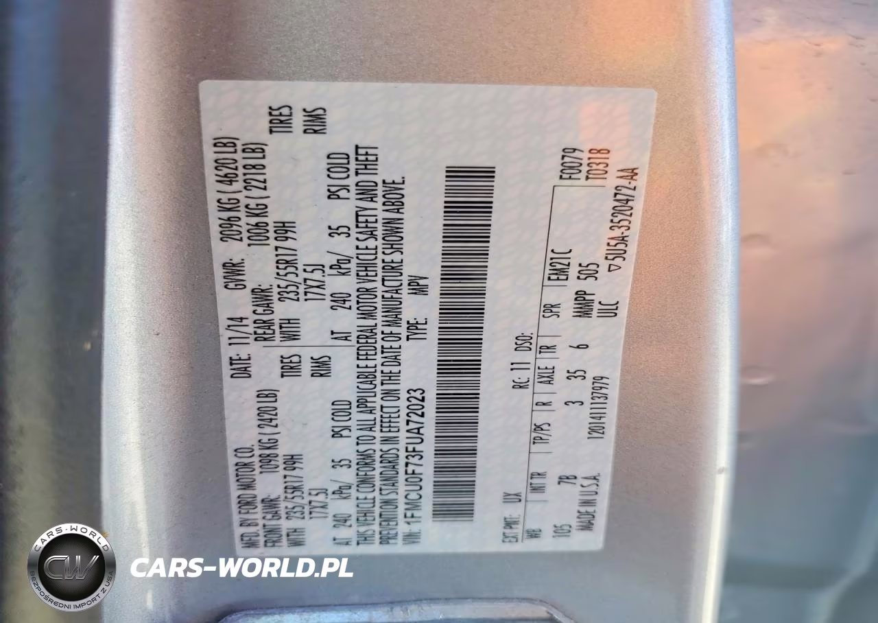 2015 Ford Escape S VIN:1FMCU0F73FUA72023 - 12