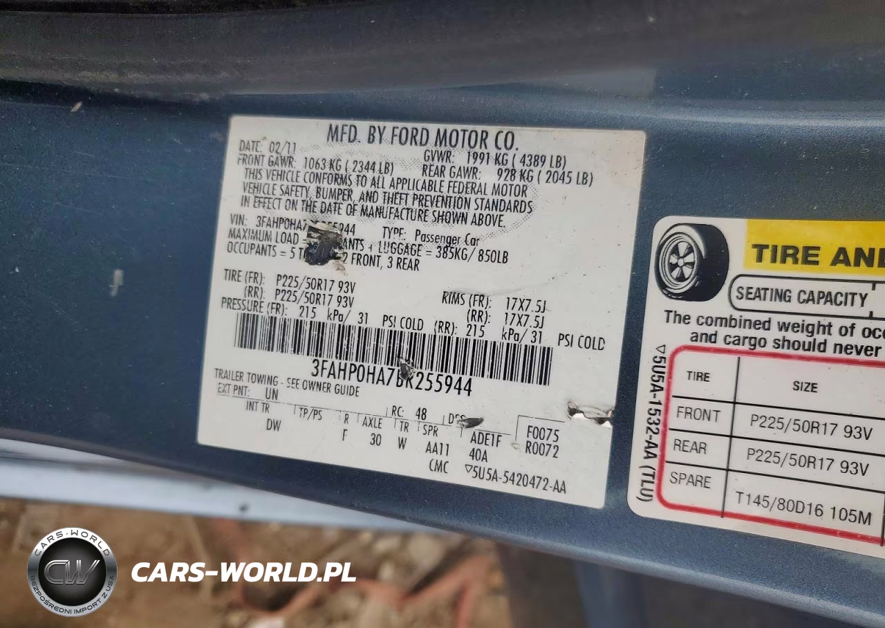 2011 Ford Fusion Se VIN:3FAHP0HA7BR255944 - 12