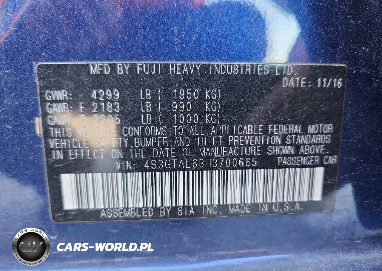2017 Subaru Impreza Sport VIN:4S3GTAL63H3700665 - 12